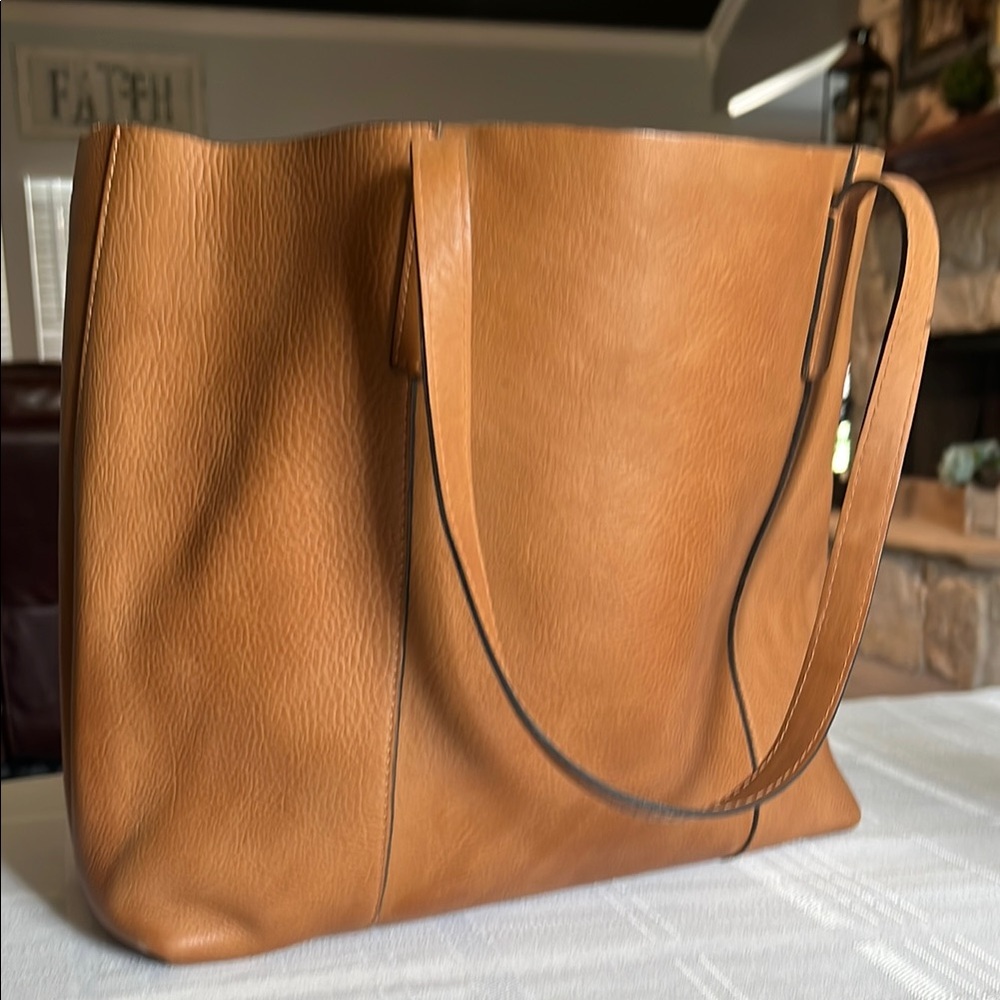 Elegant Tan Leather Tote Bag